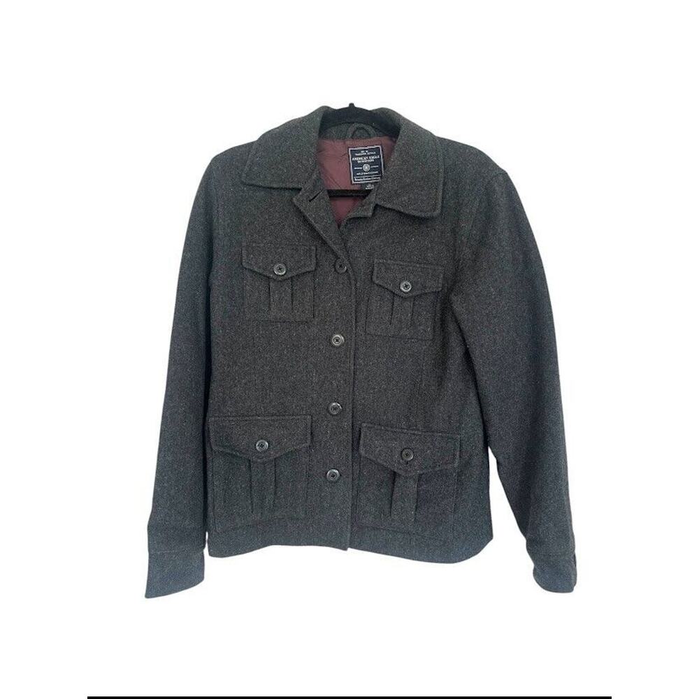 AMERICAN EAGLE Charcoal Grey Wool Peacoat Jacket Coat Size Medium Womens Pocket